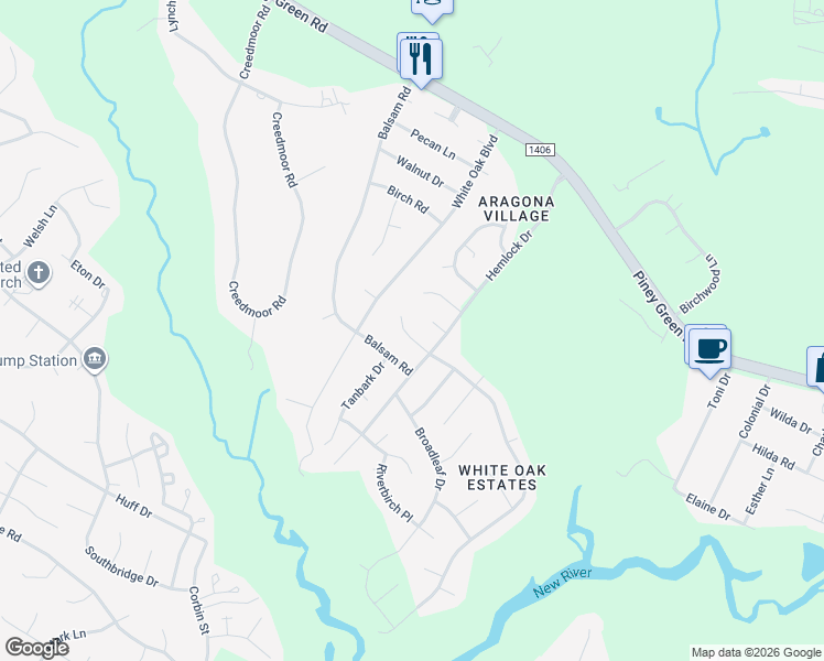 map of restaurants, bars, coffee shops, grocery stores, and more near 27 Jasmine Lane in Jacksonville