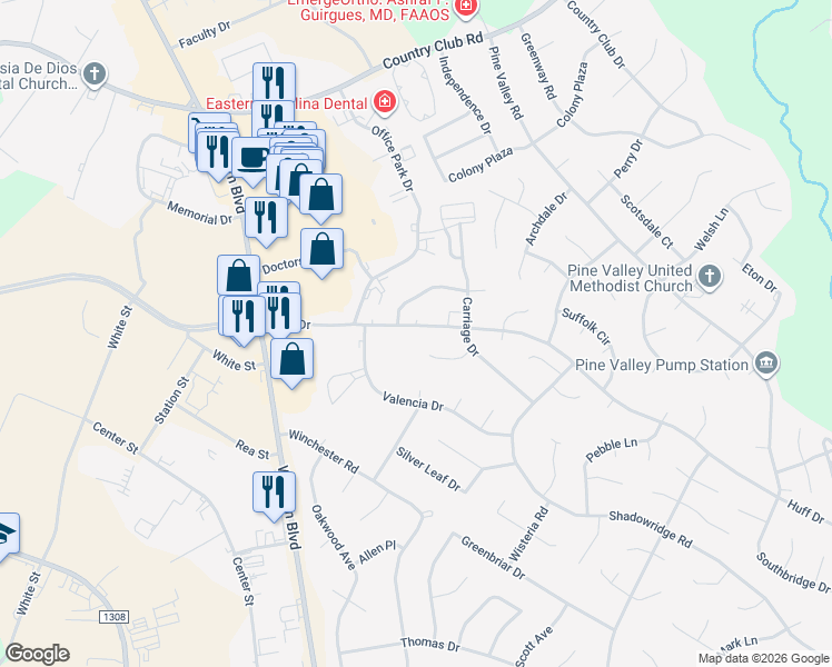 map of restaurants, bars, coffee shops, grocery stores, and more near 276 Huff Drive in Jacksonville