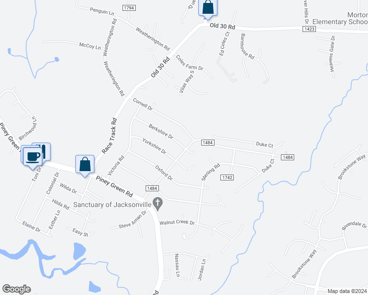 map of restaurants, bars, coffee shops, grocery stores, and more near 35 Berkshire Drive in Jacksonville