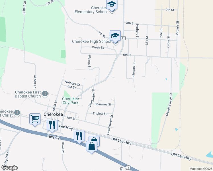map of restaurants, bars, coffee shops, grocery stores, and more near 701-865 North Pike in Cherokee