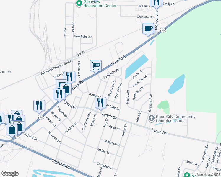 map of restaurants, bars, coffee shops, grocery stores, and more near 720 Water Street in North Little Rock