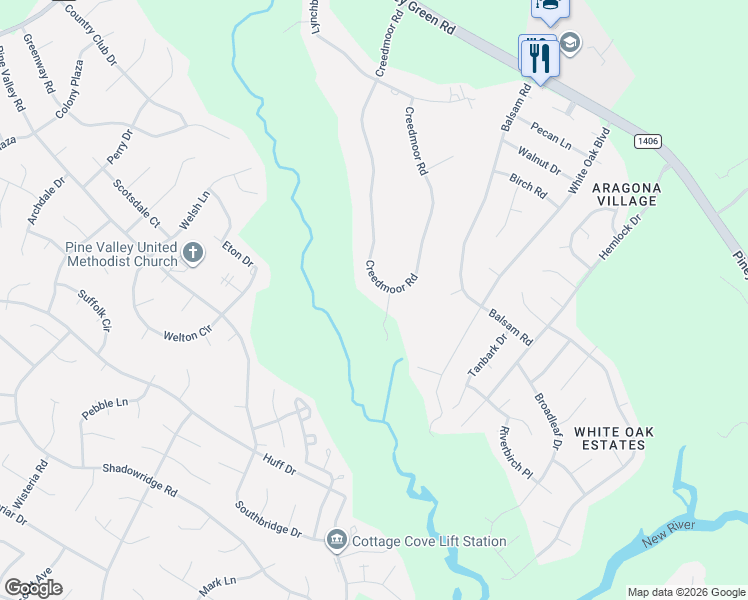 map of restaurants, bars, coffee shops, grocery stores, and more near 299 Creedmoor Rd in Jacksonville