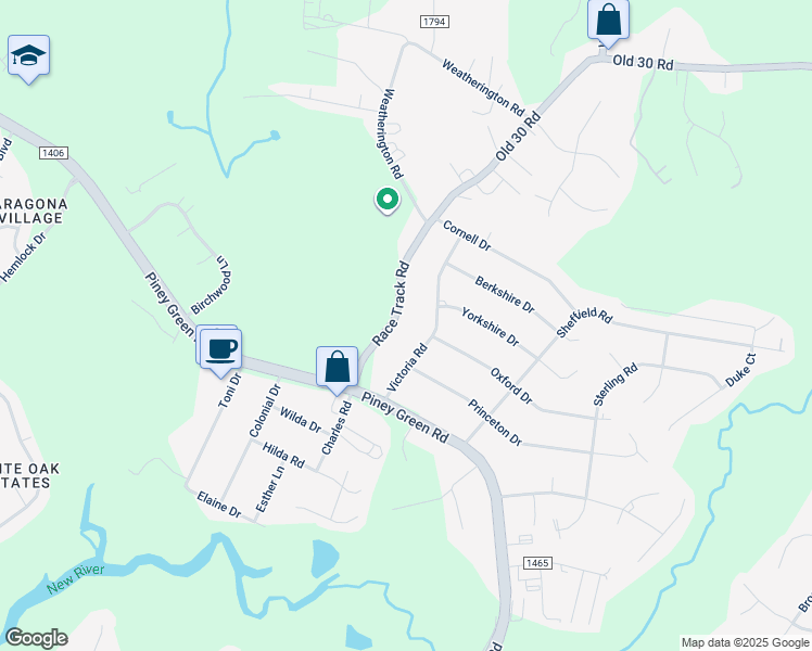 map of restaurants, bars, coffee shops, grocery stores, and more near 140 Old 30 Road in Jacksonville