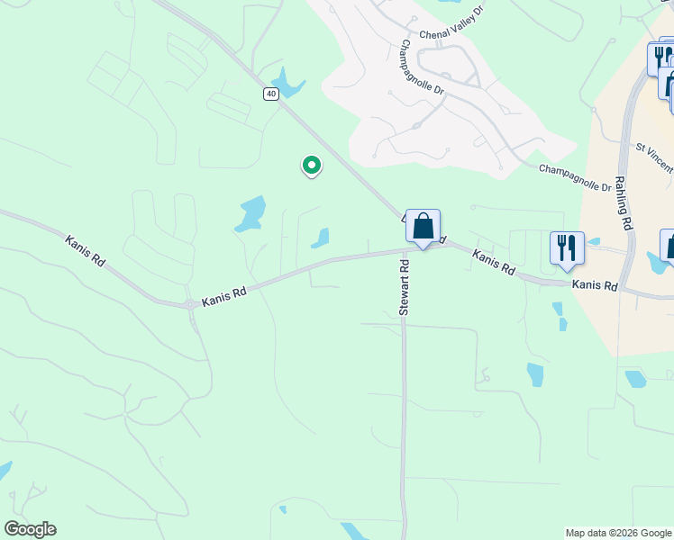 map of restaurants, bars, coffee shops, grocery stores, and more near 19124 Kanis Road in Little Rock