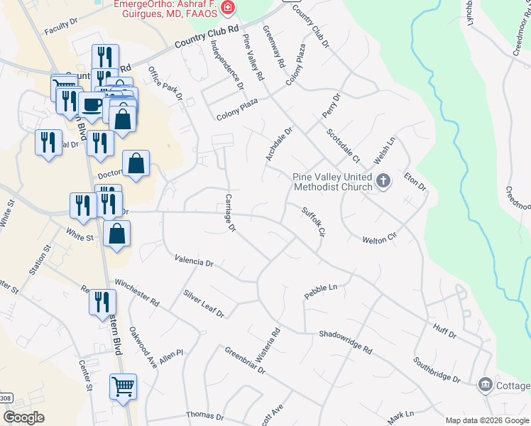 map of restaurants, bars, coffee shops, grocery stores, and more near 403 Huff Drive in Jacksonville