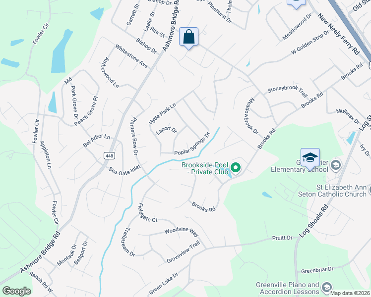 map of restaurants, bars, coffee shops, grocery stores, and more near 3 Cold Water Court in Mauldin