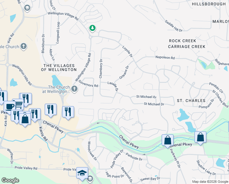 map of restaurants, bars, coffee shops, grocery stores, and more near 10 Rosier Court in Little Rock