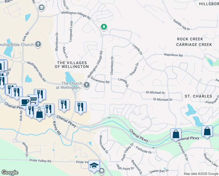 map of restaurants, bars, coffee shops, grocery stores, and more near 14623 Chambery Drive in Little Rock