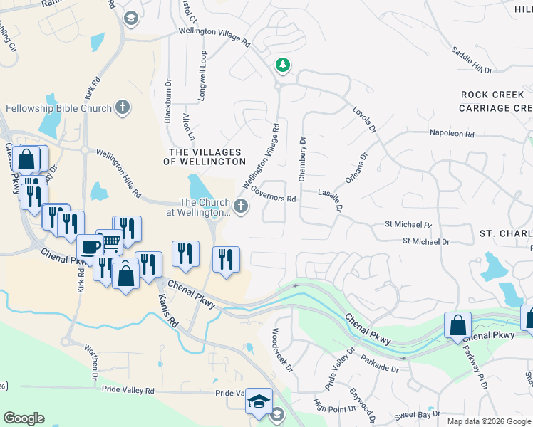 map of restaurants, bars, coffee shops, grocery stores, and more near 15010 Lamplight Way in Little Rock