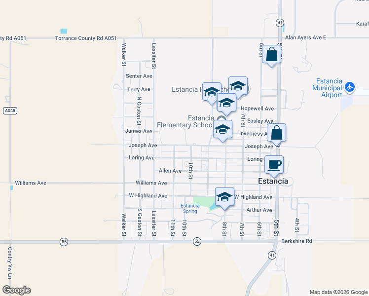 map of restaurants, bars, coffee shops, grocery stores, and more near 1004 Joseph Avenue in Estancia