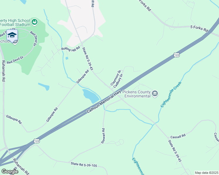 map of restaurants, bars, coffee shops, grocery stores, and more near 100 Claymoor Drive in Liberty