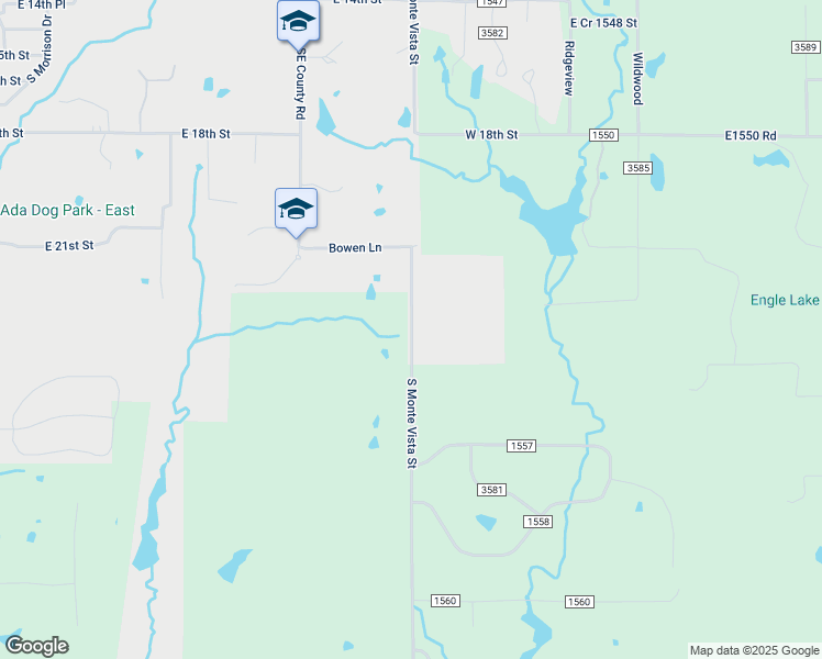map of restaurants, bars, coffee shops, grocery stores, and more near 1200-1398 S Monte Vista St in Ada