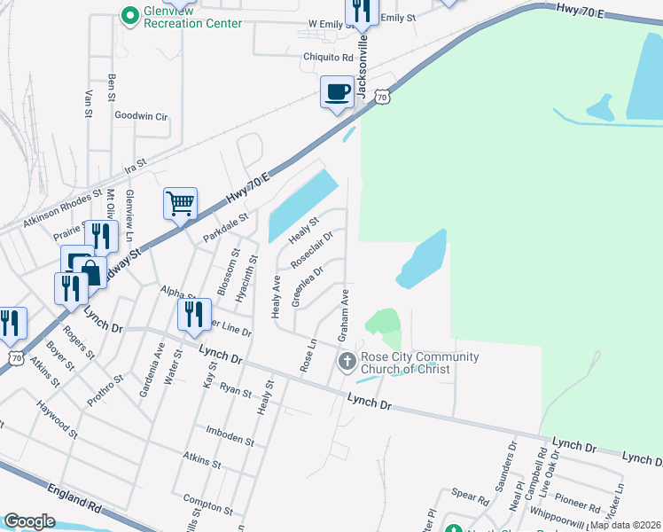 map of restaurants, bars, coffee shops, grocery stores, and more near 909 Graham Avenue in North Little Rock