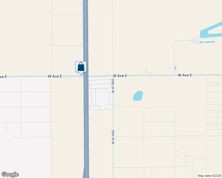 map of restaurants, bars, coffee shops, grocery stores, and more near 48303 20th Street West in Lancaster
