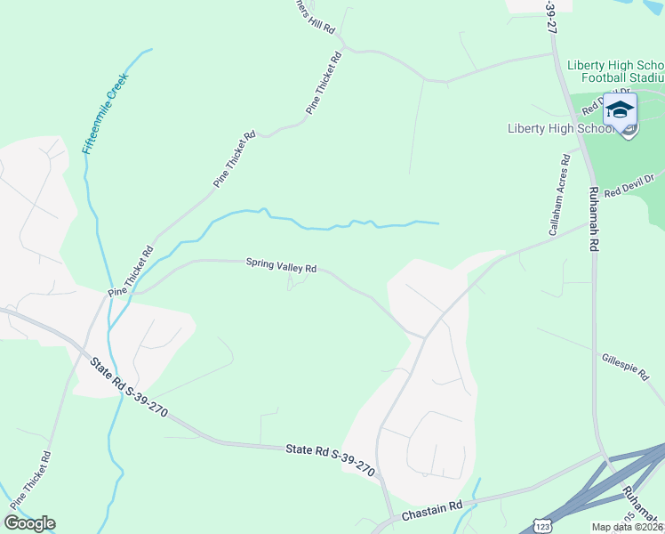 map of restaurants, bars, coffee shops, grocery stores, and more near 258 Spring Valley Road in Liberty