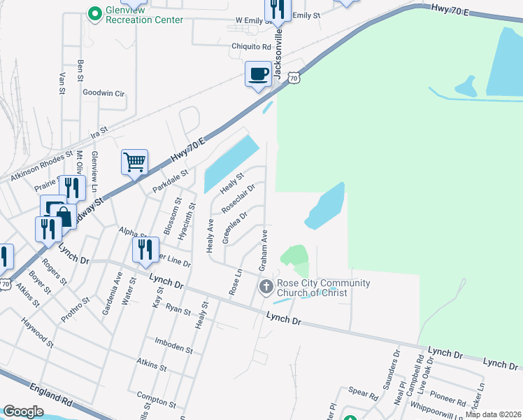 map of restaurants, bars, coffee shops, grocery stores, and more near 909 Graham Avenue in North Little Rock