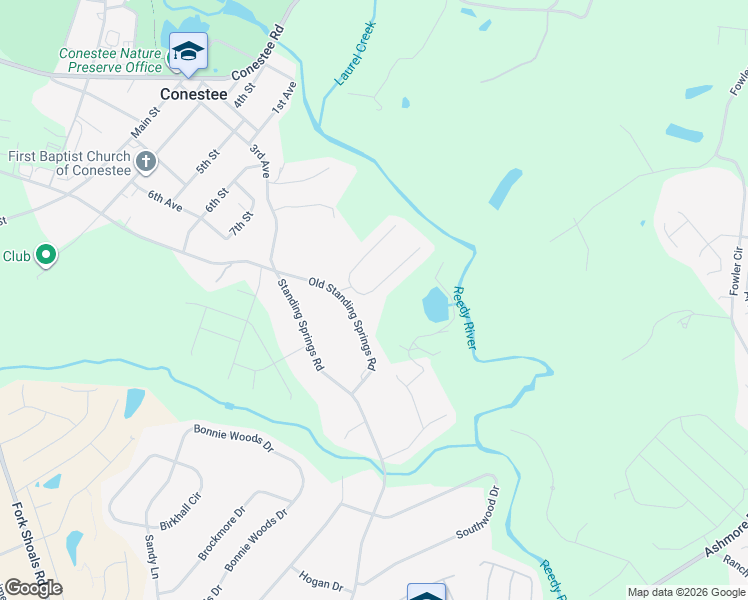 map of restaurants, bars, coffee shops, grocery stores, and more near 8 River Meadows Court in Greenville