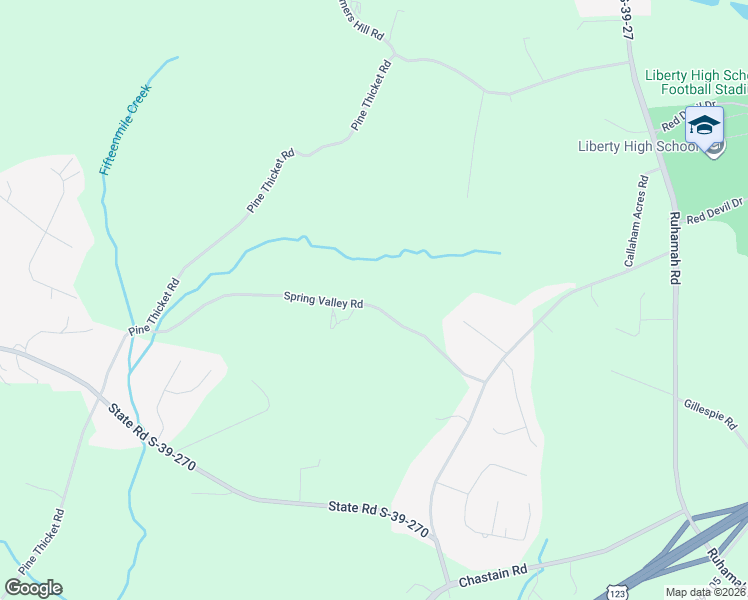 map of restaurants, bars, coffee shops, grocery stores, and more near 258 Spring Valley Road in Liberty