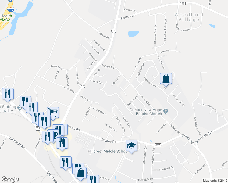 map of restaurants, bars, coffee shops, grocery stores, and more near 17 Brookhaven Way in Simpsonville