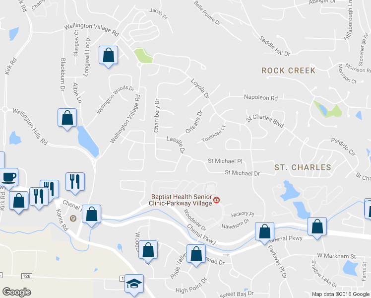 map of restaurants, bars, coffee shops, grocery stores, and more near 707 Lasalle Drive in Little Rock