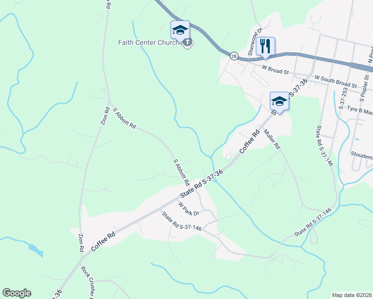 map of restaurants, bars, coffee shops, grocery stores, and more near 735 Megans Way in Walhalla