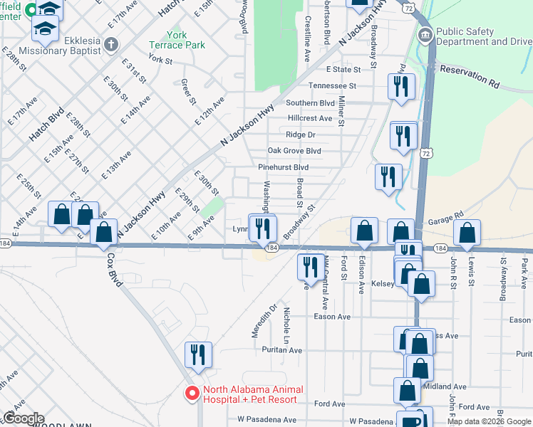 map of restaurants, bars, coffee shops, grocery stores, and more near 398 Washington Blvd in Sheffield