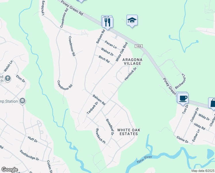 map of restaurants, bars, coffee shops, grocery stores, and more near 415 Eucalyptus Lane in Jacksonville
