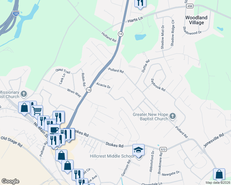 map of restaurants, bars, coffee shops, grocery stores, and more near 17 Brookhaven Way in Simpsonville