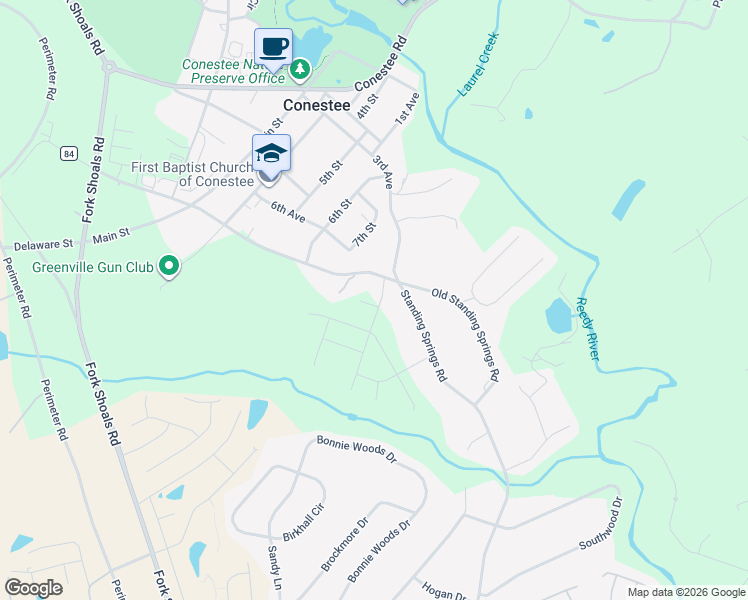map of restaurants, bars, coffee shops, grocery stores, and more near 608 Standing Springs Road in Greenville
