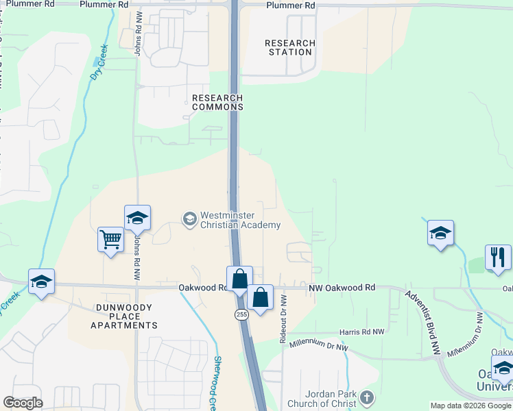 map of restaurants, bars, coffee shops, grocery stores, and more near 206 Travis Road Northwest in Huntsville