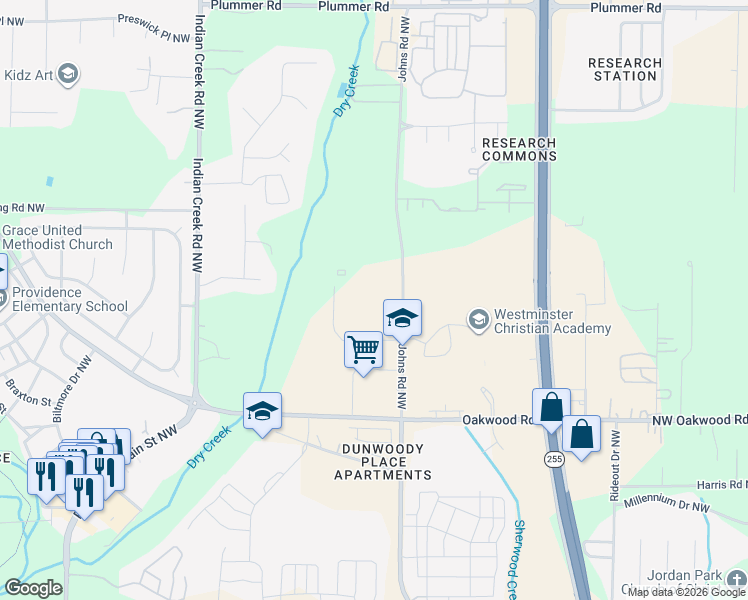 map of restaurants, bars, coffee shops, grocery stores, and more near 145 Jim Harding Way in Huntsville