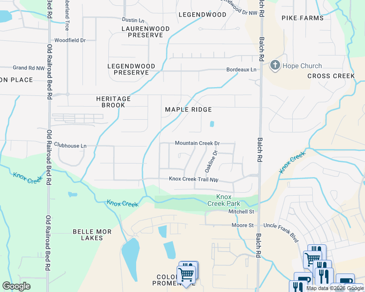 map of restaurants, bars, coffee shops, grocery stores, and more near 121 North West Sugar Bluff Lane in Madison