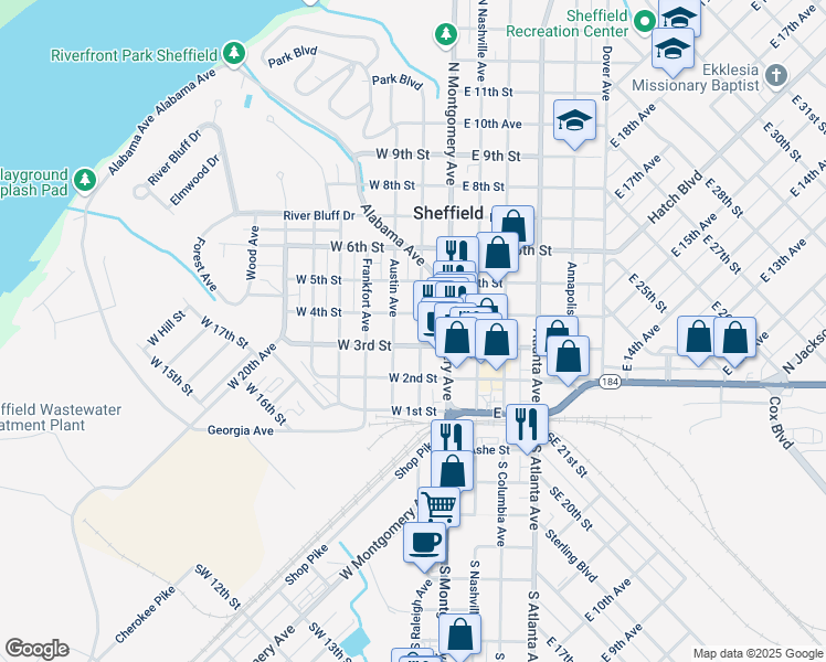 map of restaurants, bars, coffee shops, grocery stores, and more near 200-298 West 3rd Street in Sheffield