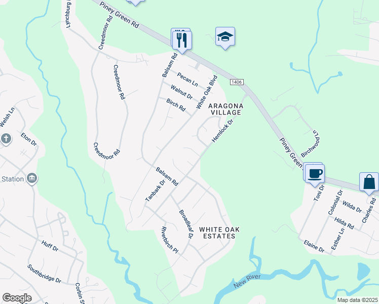 map of restaurants, bars, coffee shops, grocery stores, and more near 409 Eucalyptus Lane in Jacksonville