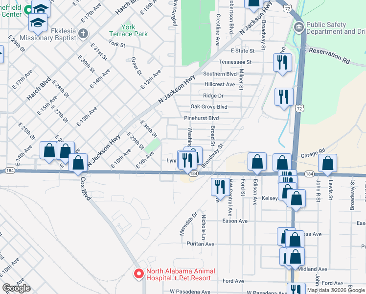 map of restaurants, bars, coffee shops, grocery stores, and more near 300-398 Washington Blvd in Sheffield