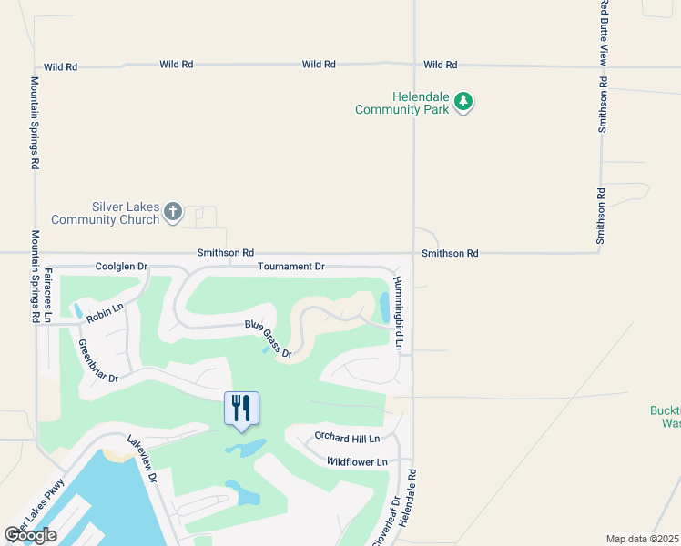 map of restaurants, bars, coffee shops, grocery stores, and more near 15143 Tournament Drive in Helendale