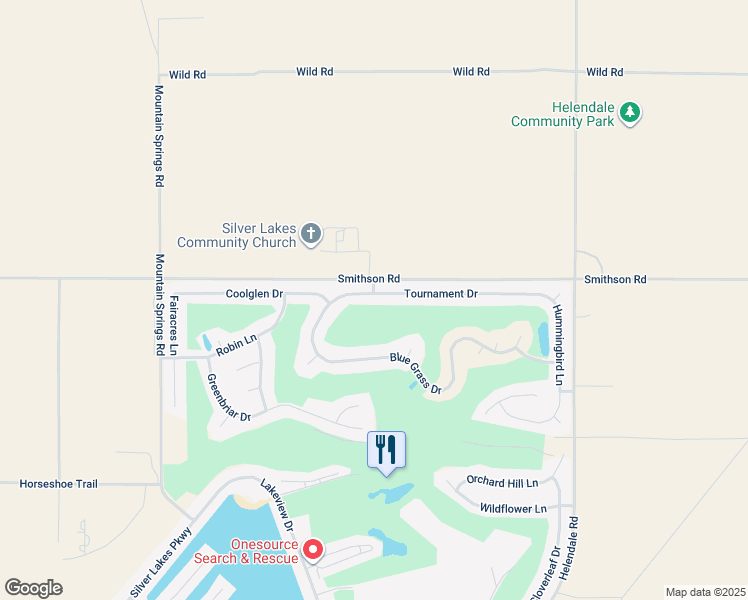 map of restaurants, bars, coffee shops, grocery stores, and more near 14907 Tournament Drive in Helendale