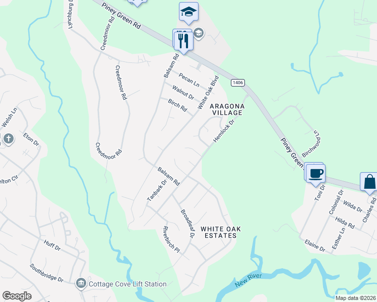 map of restaurants, bars, coffee shops, grocery stores, and more near 401 Eucalyptus Lane in Jacksonville