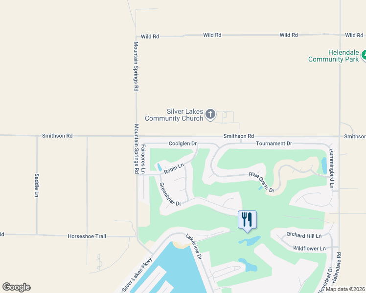 map of restaurants, bars, coffee shops, grocery stores, and more near 14724 Robin Lane in Helendale