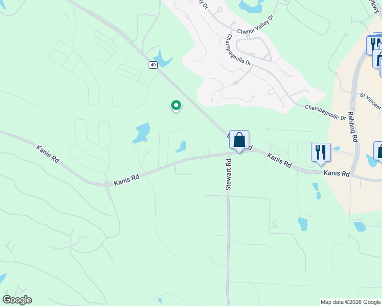 map of restaurants, bars, coffee shops, grocery stores, and more near 19124 Kanis Road in Little Rock