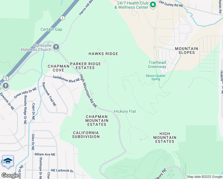 map of restaurants, bars, coffee shops, grocery stores, and more near 4013 Hawks Way Northeast in Huntsville