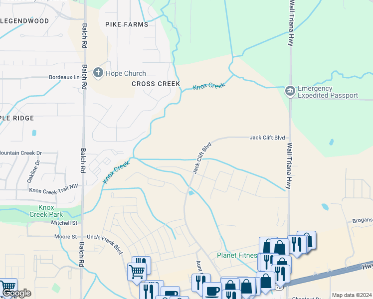 map of restaurants, bars, coffee shops, grocery stores, and more near 342 South Back Creek Road Northwest in Madison