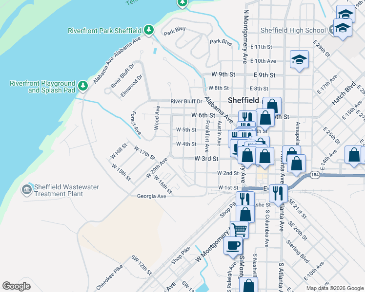 map of restaurants, bars, coffee shops, grocery stores, and more near 418-422 St Louis Ave in Sheffield