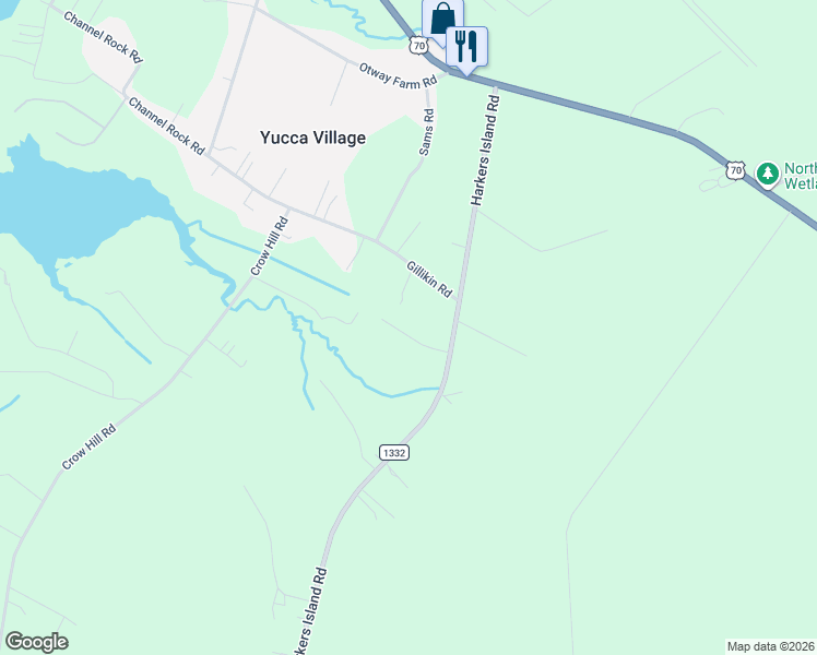 map of restaurants, bars, coffee shops, grocery stores, and more near 556 Gillikin Road in Beaufort