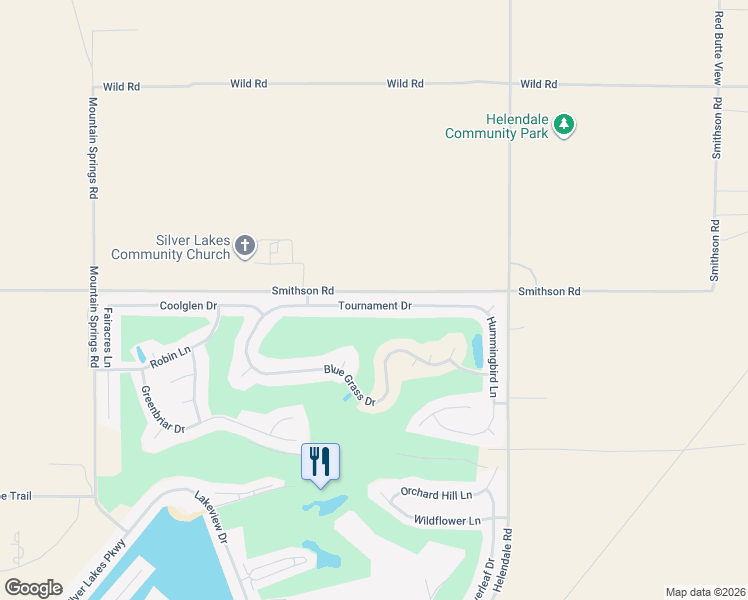 map of restaurants, bars, coffee shops, grocery stores, and more near 15036 Tournament Drive in Helendale