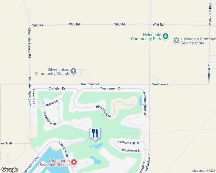 map of restaurants, bars, coffee shops, grocery stores, and more near 15046 Tournament Drive in Helendale