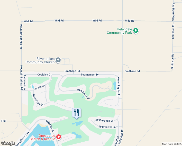 map of restaurants, bars, coffee shops, grocery stores, and more near 15046 Tournament Drive in Helendale