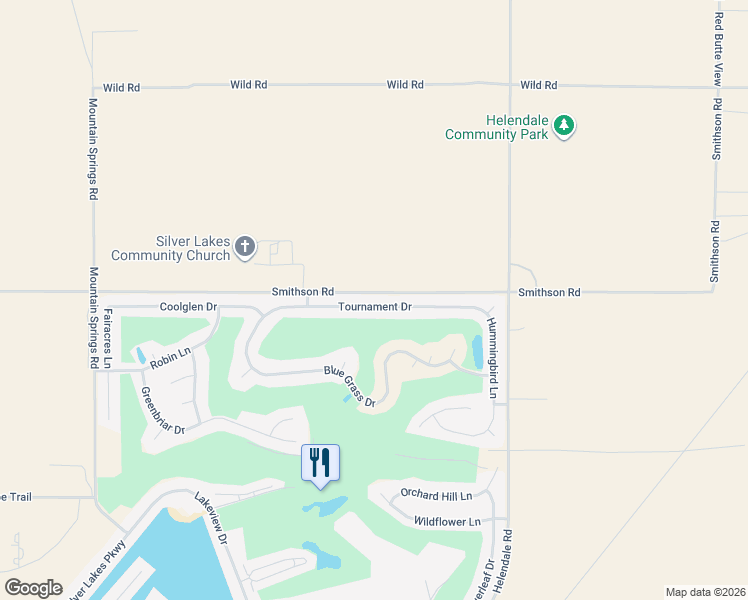 map of restaurants, bars, coffee shops, grocery stores, and more near 15036 Tournament Drive in Helendale