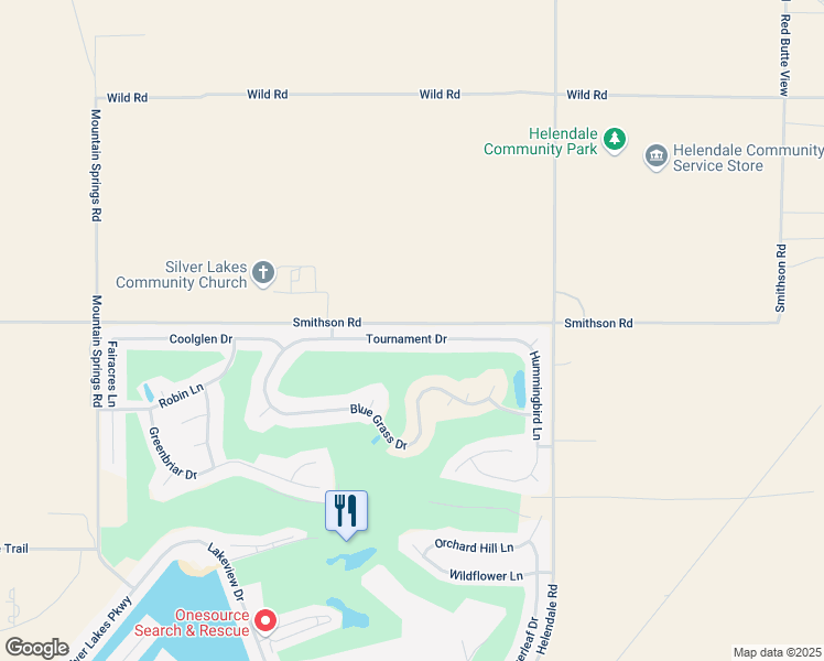 map of restaurants, bars, coffee shops, grocery stores, and more near 15046 Tournament Drive in Helendale