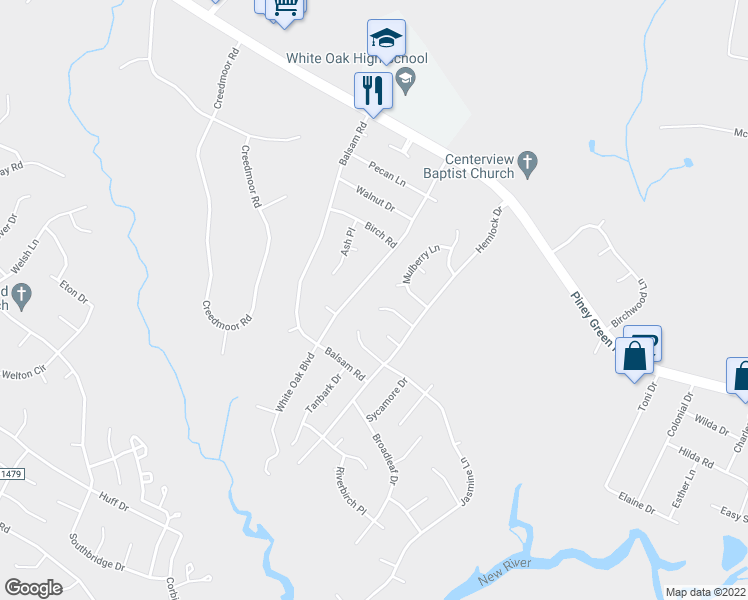 map of restaurants, bars, coffee shops, grocery stores, and more near 418 Eucalyptus Lane in Jacksonville